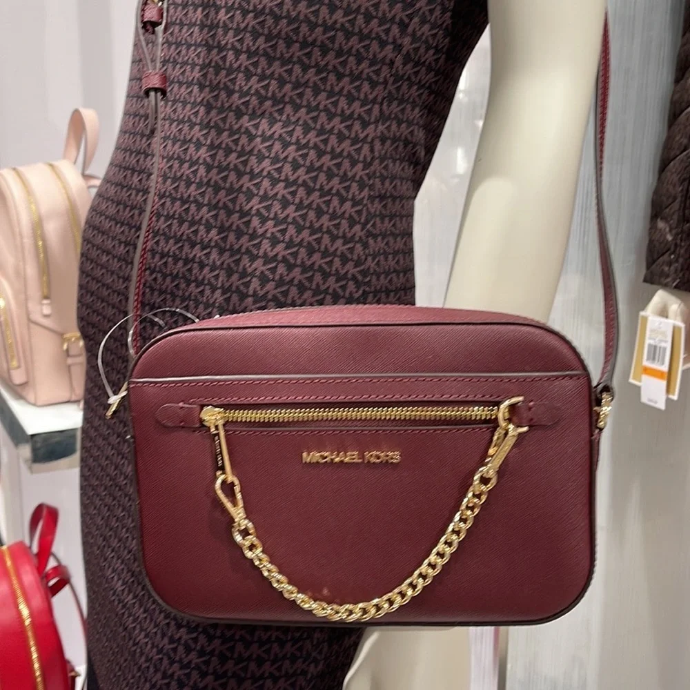 Michael Kors Jet Set Item Large East West Zip Chain Crossbody Merlot